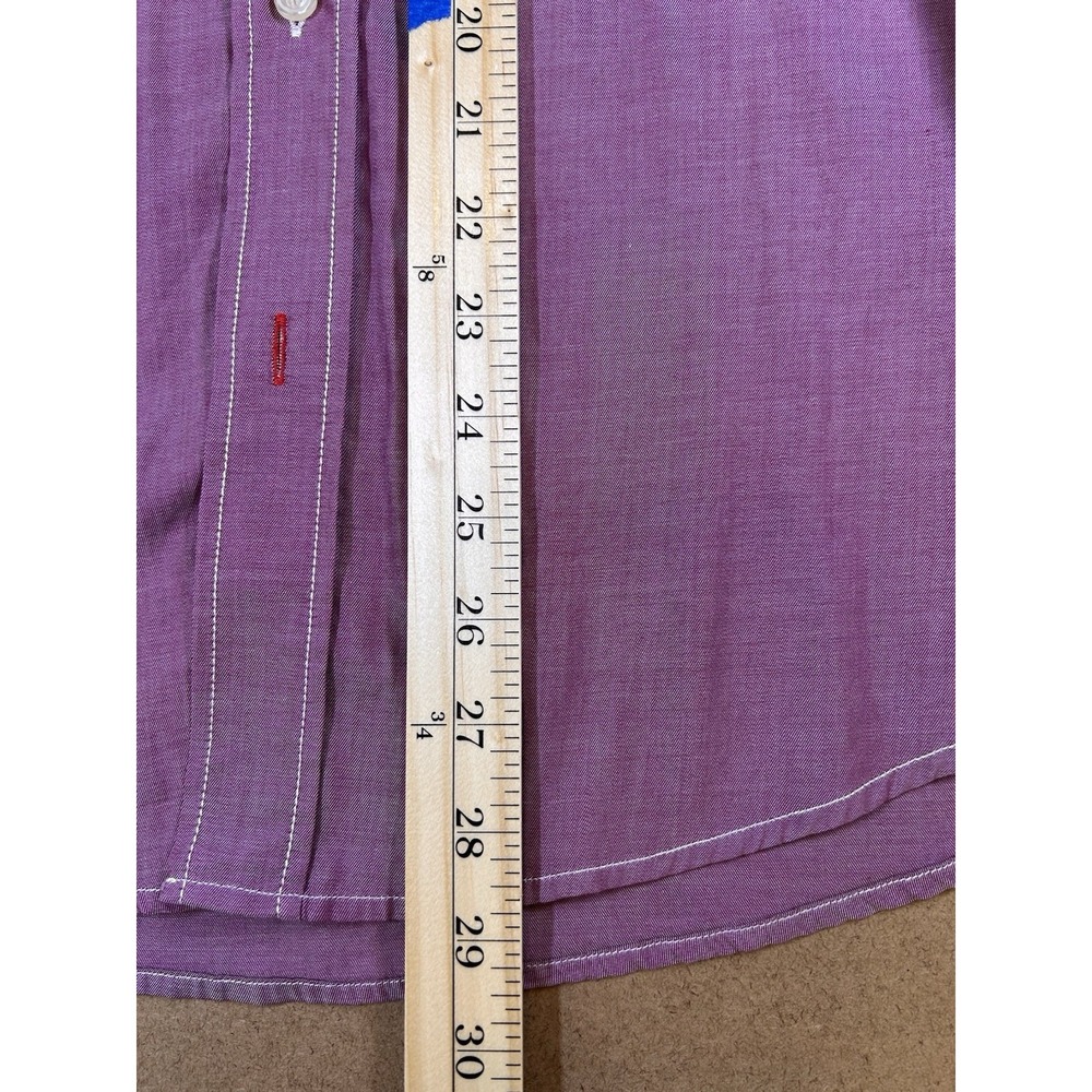 Luchiano Visconti 2-Ply Cotton Long Sleeve Shirt Mens Medium Iridescent Burgundy - Picture 15 of 16